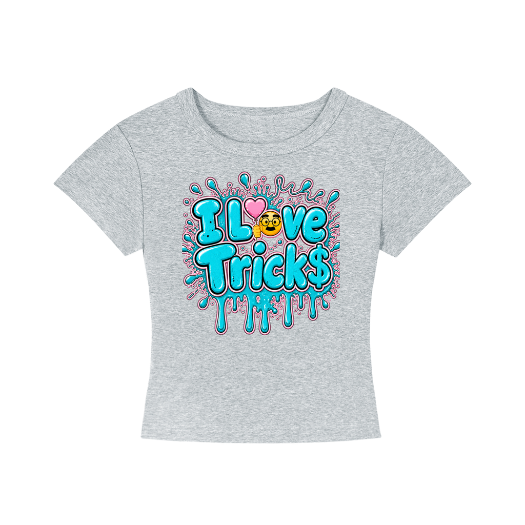 “I LOVE TRICKS” Women's Cropped Shirt